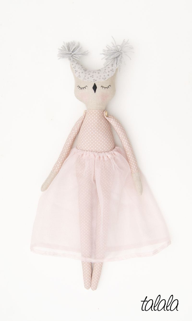 Sowa Talala Handmade rękodzieło 3 ręczeni robiona lalka