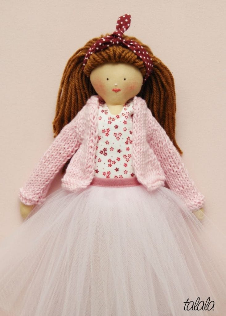 lalka recznie robiona Różowa lalka Handmade